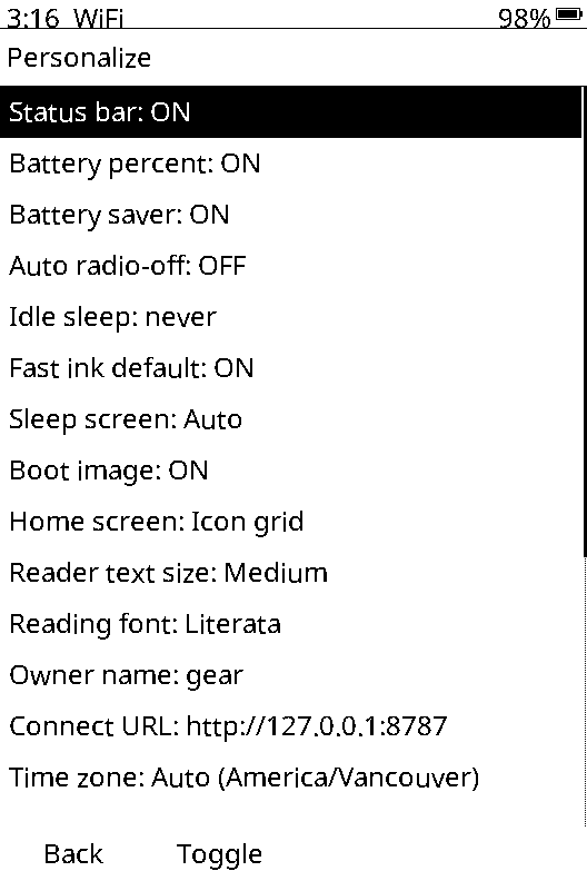 Personalize settings