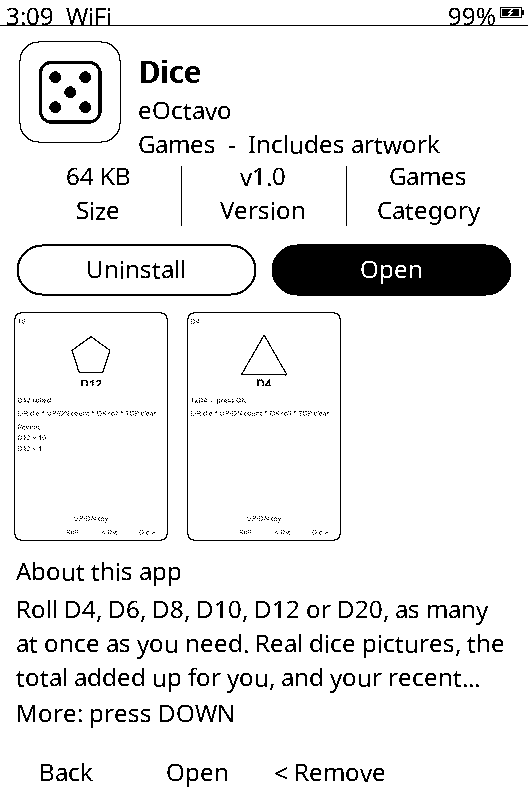 An app's page in the Store with install buttons and screenshots